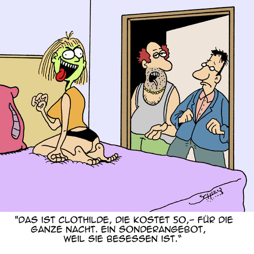 Cartoon: Sonderangebot (medium) by Karsten Schley tagged religion,teufel,bibel,besessenheit,sonderangebote,preise,geld,prostitution,männer,frauen,bordelle,gesellschaft,religion,teufel,bibel,besessenheit,sonderangebote,preise,geld,prostitution,männer,frauen,bordelle,gesellschaft