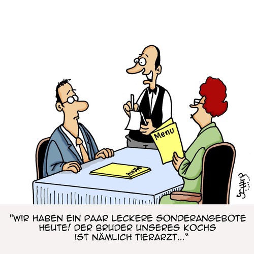 Cartoon: Sonderangebot (medium) by Karsten Schley tagged gastronomie,restaurants,essen,ernährung,gesundheit,business,wirtschaft,gastronomie,restaurants,essen,ernährung,gesundheit,business,wirtschaft