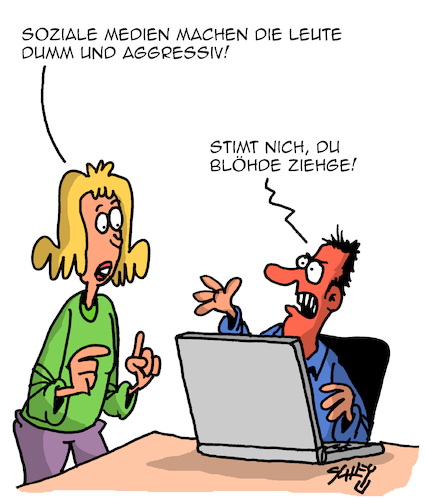 Cartoon: Soziale Medien (medium) by Karsten Schley tagged medien,internet,facebook,instagram,bildung,extremismus,populismus,demokratie,politik,gesellschaft,medien,internet,facebook,instagram,bildung,extremismus,populismus,demokratie,politik,gesellschaft