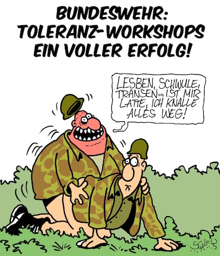 Cartoon: Super Bundeswehr (medium) by Karsten Schley tagged bundeswehr,politik,toleranz,workshops,mobbing,verteidigung,gesellschaft,soldaten,deutschland,bundeswehr,politik,toleranz,workshops,mobbing,verteidigung,gesellschaft,soldaten,deutschland,sex