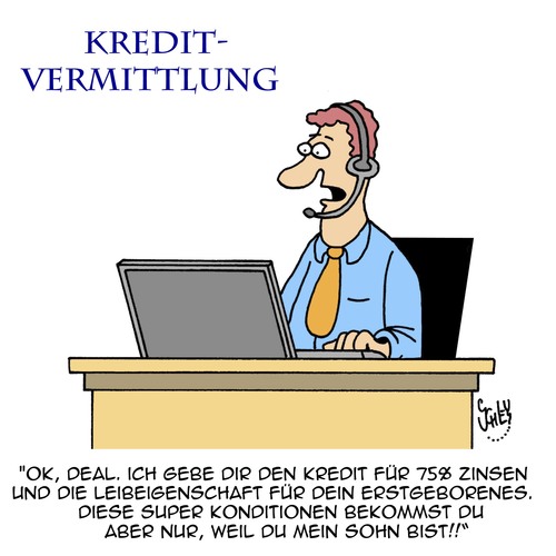 Cartoon: Super Kredit! (medium) by Karsten Schley tagged geld,kredit,schulden,kredithai,familie,finanzen,dispo,zinsen,geld,kredit,schulden,kredithai,familie,finanzen,dispo,zinsen