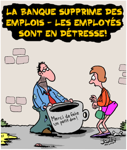Cartoon: Suppressions (medium) by Karsten Schley tagged banques,emplois,chomage,besoin,capitalisme,economie,precarite,banques,emplois,chomage,besoin,capitalisme,economie,precarite