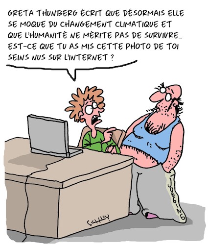 Cartoon: Survivre (medium) by Karsten Schley tagged greta,thunberg,internet,environnement,changement,climatique,greta,thunberg,internet,environnement,changement,climatique