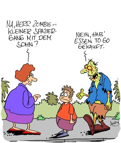 Cartoon: To Go (medium) by Karsten Schley tagged zombies,ernährung,mythen,horror,filme,unterhaltung,literatur,comics,zombies,ernährung,mythen,horror,filme,unterhaltung,literatur,comics