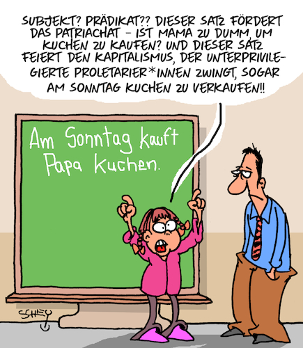 Cartoon: Unterprivilegiert (medium) by Karsten Schley tagged männer,frauen,politik,patriachat,kapitalismus,proletarier,werktätige,ausbeutung,sonntagsarbeit,bildung,schule,gesellschaft,männer,frauen,politik,patriachat,kapitalismus,proletarier,werktätige,ausbeutung,sonntagsarbeit,bildung,schule,gesellschaft