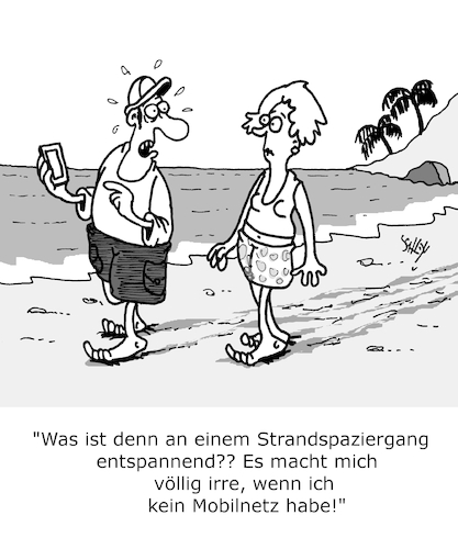 Cartoon: Urlaub (medium) by Karsten Schley tagged urlaub,erholung,entspannung,strand,meer,reisen,tourismus,ehe,liebe,beziehungen,technik,mobilfunknetz,kommunikation,männer,frauen,gesellschaft,urlaub,erholung,entspannung,strand,meer,reisen,tourismus,ehe,liebe,beziehungen,technik,mobilfunknetz,kommunikation,männer,frauen,gesellschaft