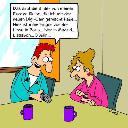 Cartoon: Urlaubsbilder (medium) by Karsten Schley tagged gesellschaft,urlaub,tourismus,ferien,wirtschaft,technik,geld,gesellschaft,urlaub,tourismus,ferien,wirtschaft,technik,geld,touristen,reise,kamera,fotos,erinnerungen,urlaubsfotos