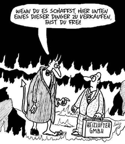 Cartoon: Verkäufer-Hölle (medium) by Karsten Schley tagged verkäufer,umsatz,business,wirtschaft,hölle,teufel,religion,jobs,vertrieb,verkäufer,umsatz,business,wirtschaft,hölle,teufel,religion,jobs,vertrieb