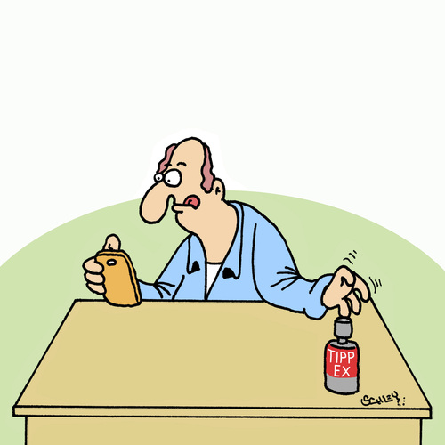 Cartoon: Verschrieben (medium) by Karsten Schley tagged kommunikation,handy,smartphones,texten,sms,rechtschreibung,technik,kommunikation,handy,smartphones,texten,sms,rechtschreibung,technik