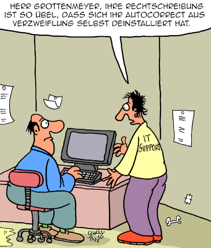 Cartoon: Verzweiflung (medium) by Karsten Schley tagged rechtschreibung,wirtschaft,qualifikation,autocorrect,technik,computer,software,it,bildung,büro,arbeitgeber,arbeitnehmer,ausbildung,gesellschaft,rechtschreibung,wirtschaft,qualifikation,autocorrect,technik,computer,software,it,bildung,büro,arbeitgeber,arbeitnehmer,ausbildung,gesellschaft