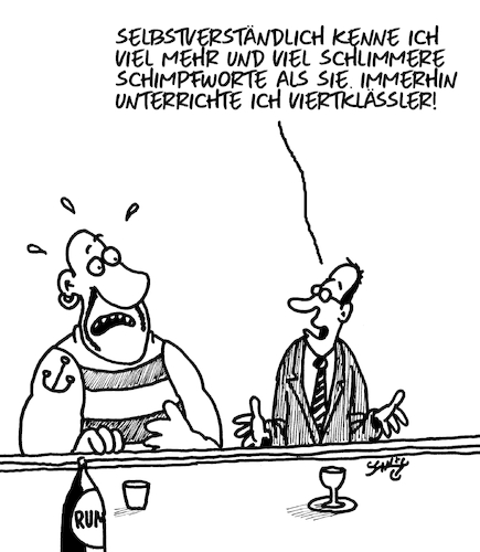 Cartoon: Viertklässler (medium) by Karsten Schley tagged lehrer,schüler,benehmen,verhalten,manieren,elternhaus,bildung,familie,umgangsformen,sozialverhalten,pubs,bars,seeleute,gesellschaft,politik,lehrer,schüler,benehmen,verhalten,manieren,elternhaus,bildung,familie,umgangsformen,sozialverhalten,pubs,bars,seeleute,gesellschaft,politik