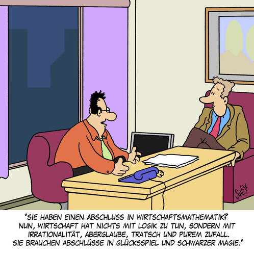 Cartoon: Voll logisch! (medium) by Karsten Schley tagged wirtschaft,logik,business,mathematik,aberglaube,glück,glücksspiel,magie,wirtschaft,logik,business,mathematik,aberglaube,glück,glücksspiel,magie