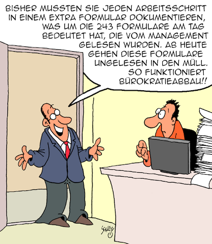 Cartoon: Weg mit der Bürokratie (medium) by Karsten Schley tagged bürokratie,bürokratieabbau,formulare,vorschriften,dokumentation,controlling,arbeit,arbeitgeber,arbeitnehmer,gesellschaft,deutschland,europa,bürokratie,bürokratieabbau,formulare,vorschriften,dokumentation,controlling,arbeit,arbeitgeber,arbeitnehmer,gesellschaft,deutschland,europa