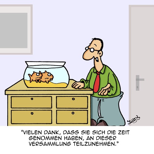 Cartoon: Zeit (medium) by Karsten Schley tagged meetings,besprechungen,arbeit,sitzungen,büro,arbeitgeber,arbeitnehmer,wirtschaft,jobs,tiere,fische,meetings,besprechungen,arbeit,sitzungen,büro,arbeitgeber,arbeitnehmer,wirtschaft,jobs,tiere,fische