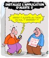 Cartoon: Alerte!! (small) by Karsten Schley tagged covid,19,technologie,portables,sante,education,fake,news,complots,politique