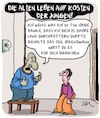 Cartoon: Generationskonflikt (small) by Karsten Schley tagged generationen,jugend,alter,politik,finanzen,renten,soziales,gesellschaft,medien