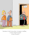Cartoon: Morgens im Büro (small) by Karsten Schley tagged büro,chefs,vorgesetzte,frühstück,motivation,business,wirtschaft,arbeit,arbeitgeber,arbeitnehmer