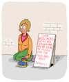 Cartoon: Please give! (small) by Karsten Schley tagged money,fashion,handbags,income,loans,food,rent,priorities,media,society