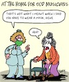 Cartoon: Retirement (small) by Karsten Schley tagged retirement,musicians,rock,gene,simmons,kiss,glamour,celebs,old,age,masks,coronavirus