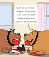 Cartoon: Schöne Bescherung (small) by Karsten Schley tagged weihnachten,weihnachtsmann,tiere,hunde,freude,abwechslung,briefzusteller,ernährung,religion,christentum,feiertage