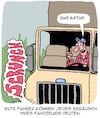 Cartoon: Verkehrssicherheit (small) by Karsten Schley tagged kraftfahrer,lkw,transport,wirtschaft,industrie,sicherheit,professionen,tiere,katzen,technik