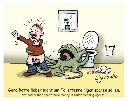 Cartoon: toilet cleaning (medium) by Egero tagged toilette,toilet,reinigungsmittel,cleaning,agents,egero