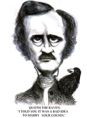 Cartoon: Edgar Allan Poe (medium) by urbanmonk tagged portraits
