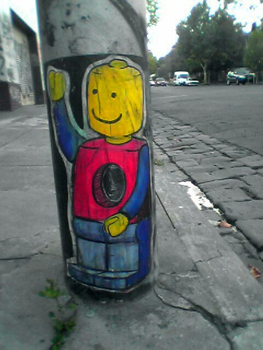 Cartoon: Legomen take to the streets (medium) by urbanmonk tagged street,art,graffitti