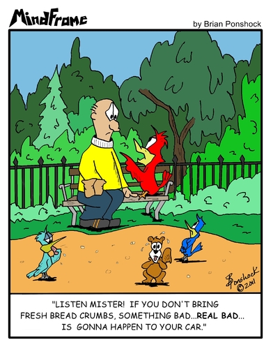 Cartoon: MINDFRAME (medium) by Brian Ponshock tagged birds,park