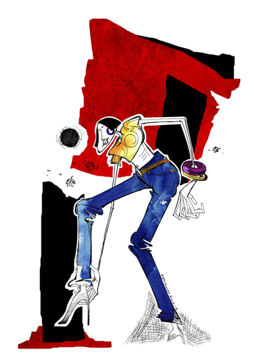 Cartoon: girl with high heels (medium) by kahramankilic tagged sketch,drawing,photoshop,illustration