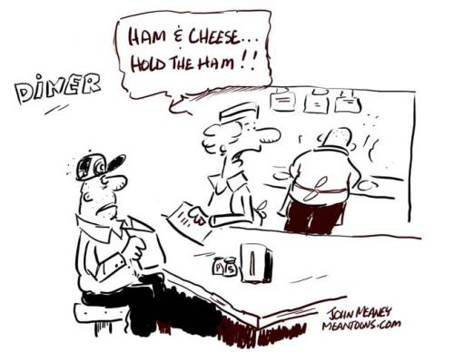 Cartoon: ham it up (medium) by John Meaney tagged meat,diner,eat