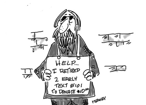 Cartoon: Panhandling (medium) by John Meaney tagged bum,sign,homeless,dirty