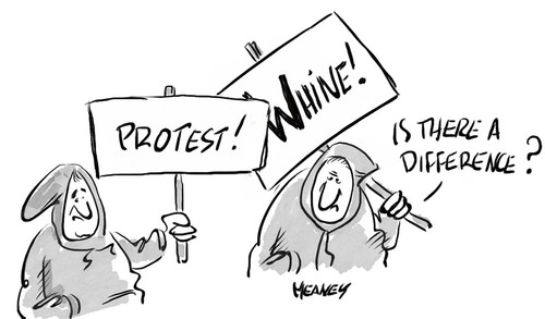Cartoon: So many protests (medium) by John Meaney tagged sign,hoodie,cold,hand