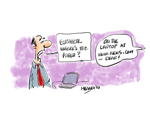 Cartoon: So True (medium) by John Meaney tagged laptop,news,paper