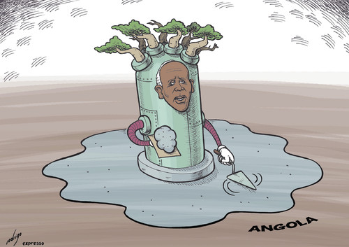 Cartoon: Democratic stagnation in Angola (medium) by rodrigo tagged angola,jose,eduardo,dos,santos,presidente,africa,democracy,elections