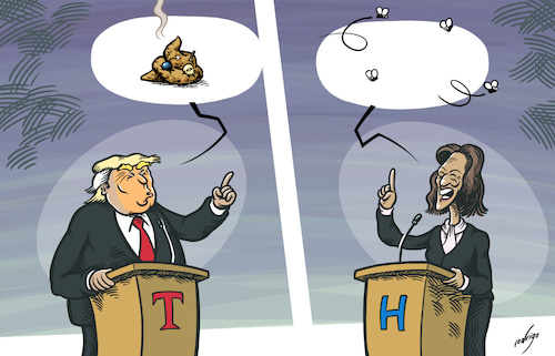 Cartoon: Dungbate (medium) by rodrigo tagged usa,united,states,america,international,politics,election,campaign,television,candidates,donaldtrump,kamalaharris,trump,kamala,harris,democracy,debate,democrats,republicans,usa,united,states,america,international,politics,election,campaign,television,candidates,donaldtrump,kamalaharris,trump,kamala,harris,democracy,debate,democrats,republicans