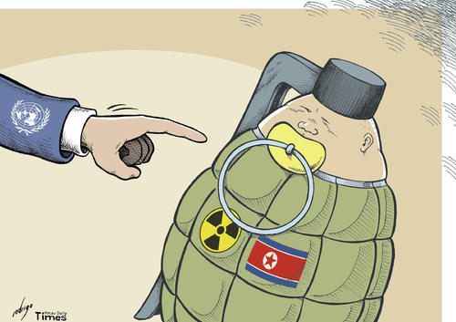 Cartoon: Kimbustion (medium) by rodrigo tagged north,korea,kim,jong,un,death,nuclear,war,pyongyang,seoul,usa,program,satellite,rocket,launch,united,nations