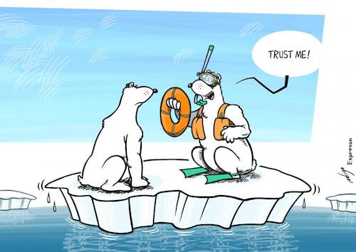 Cartoon: Melting hopes (medium) by rodrigo tagged globalwarming,temperature,record,climate,arctic,ocean,warming,melting,sea,ice,polar,bear,fauna,environment,nature,animals,glaciers,international,economy,pollution,carbon