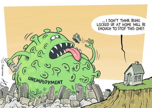 Cartoon: Monstrous layoffs (medium) by rodrigo tagged covid19,coronavirus,pandemic,economia,crisis,unemployment,layoffs,social,international,politics,work