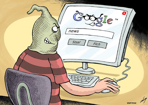 Cartoon: News stealing (medium) by rodrigo tagged google,yahoo,search,engine,news,copyright