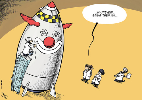 Cartoon: Nuclear fun (medium) by rodrigo tagged iran,china,russia,facility,eu,inspection,ahmadinejad,weapon,nuclear,bomb,energy