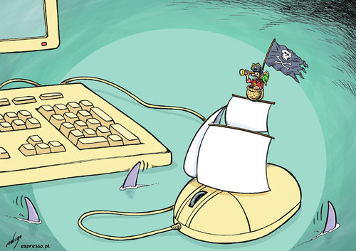 Cartoon: Piracy.com (medium) by rodrigo tagged internet,piracy,pirate,copyright,cd,dvd,music,film,industry