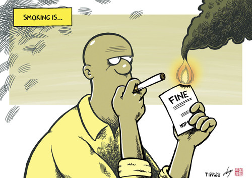 Cartoon: Smoking Fine (medium) by rodrigo tagged smoking,ban,fine,health,second,hand,forbidden,prohibited