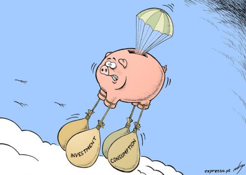 Cartoon: The fall of economic activity (medium) by rodrigo tagged economic,activity,consumption,investment,crisis,spend,debt