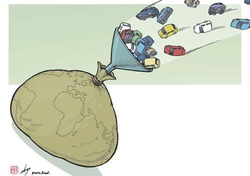 Cartoon: Too many cars (medium) by rodrigo tagged cars,automobile,industry,pollution,environment,traffic,transport,health