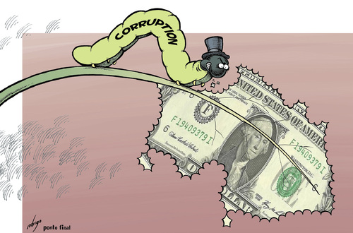 Cartoon: Voracious corruption (medium) by rodrigo tagged corruption,politics,bribes,crime,scandal,law,police,money,rich