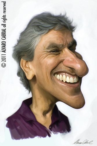 Cartoon: Caetano Veloso (medium) by alvarocabral tagged caricature