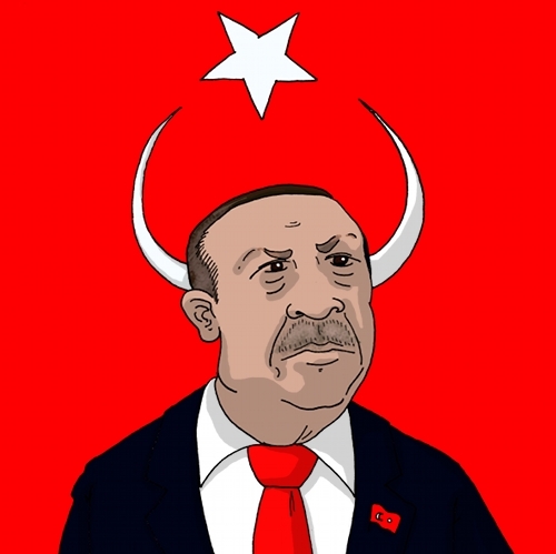 Cartoon: Erdogan (medium) by Rainer Demattio tagged atatürk,demokratie,flagge,fahne,erdogan,istambul,karikatur,land,politik,politiker,recep,tayyip,teufel,türkei,halbmond,präsident