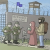 Cartoon: Refugees welcome... (small) by Rainer Demattio tagged abschuss,europa,flüchtlinge,flucht,gewehr,grenze,mauer,politik,soldaten,tür,türe,willkommen,stacheldraht