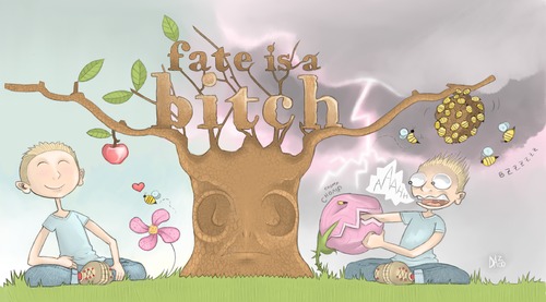 Cartoon: Fate is a Bitch. (medium) by dan8 tagged fortuna,catastrofi,disegno,illustrazione,destino,sfiga